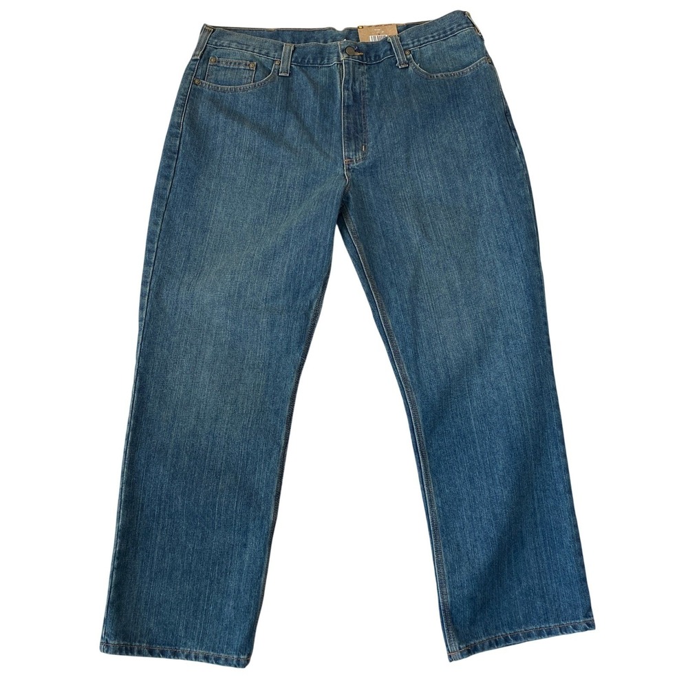 Carhartt Men Holter Jeans 40x30 Straight Leg Boot Fit Blue Denim Workwear NWT